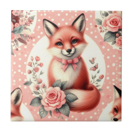 Carreau Cute Floral Baby Fox (Devant)