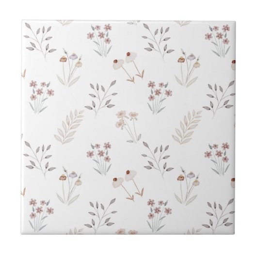 Carreau Cute Floral Elegant Wildflowers Ceramic Tile (Devant)
