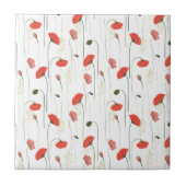 Carreau Cute Floral Red Poppy Pattern Ceramic Tile (Devant)