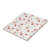 Carreau Cute Floral Red Poppy Pattern Ceramic Tile (Côté)