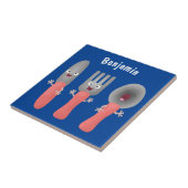 Carreau Cute fourche couteau et cuillère dessin de couvert (Côté)