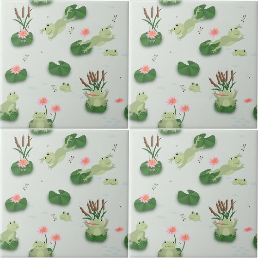 Carreau Cute Frogs in Lily Pond Nursery Gender Neutral