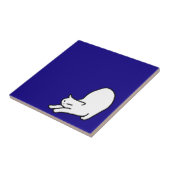 Carreau Cute&Funny Chat Doodle sur Bleu (Côté)