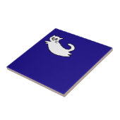 Carreau Cute&Funny Chat Doodle sur Bleu (Côté)