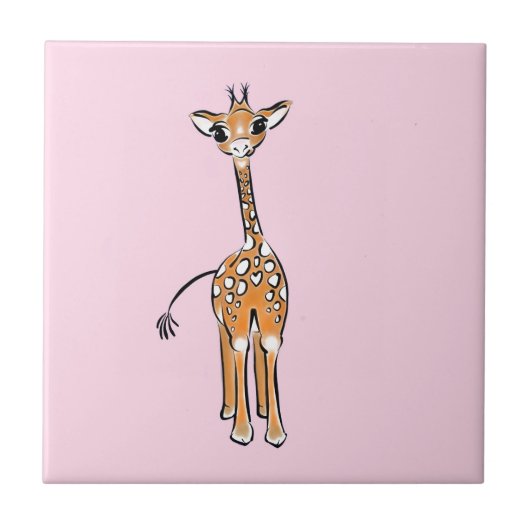 Carreau Cute Giraffe drawing, safari animals (Devant)