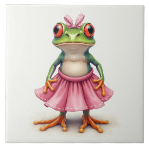 Carreau Cute grenouille en rose