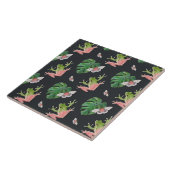 Carreau Cute grenouille tropicale et Motif papillon (Côté)