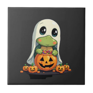 Carreau Cute Halloween Turtle Ghost with Candy (5)