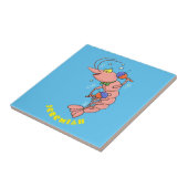 Carreau Cute happy shrimp, dessin animé de crevettes (Côté)