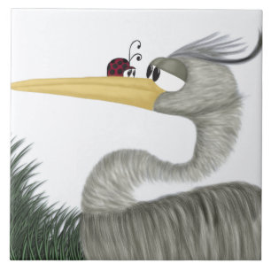 Carreau Cute Heron et Ladybug