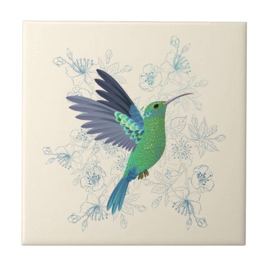 Carreau Cute Hummingbird Floral (Devant)