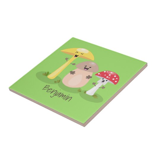 Carreau Cute kawaii champignon champignon toadstool (Côté)