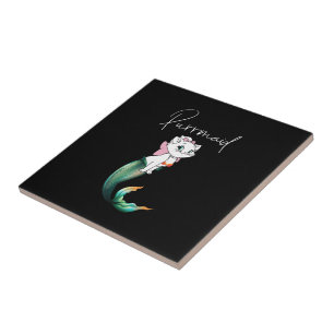 Carreau Cute Kitten Purrmaid - Fun Mermaid Design de chat
