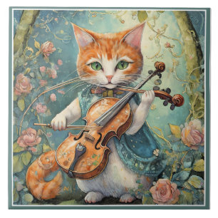 Carreau Cute Kitty Jouer au violon