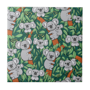 Carreau Cute Koala Motif Hunter Green