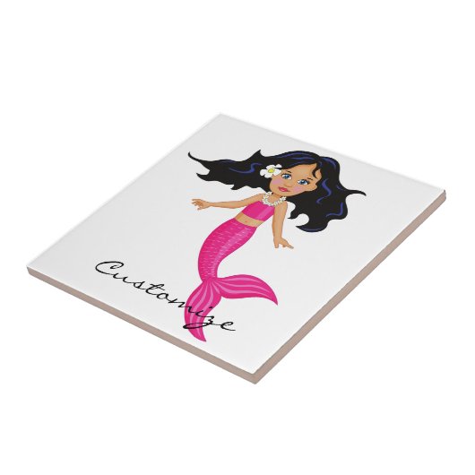 Carreau Cute Mermaid à queue rose Thunder_Cove (Côté)