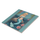 Carreau Cute Mermaid - Blonde Cartoon fille avec la queue  (Côté)