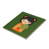 Carreau Cute orange Kokeshi poupées japonaises (Côté)