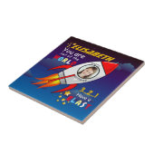 Carreau Cute Outer Space Rocket Ship Blast Off Birthday (Côté)