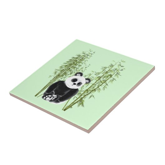 Carreau Cute Panda assise en bambou (Côté)