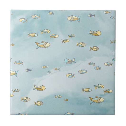 Carreau Cute Petit Poisson Motif Bleu (Devant)