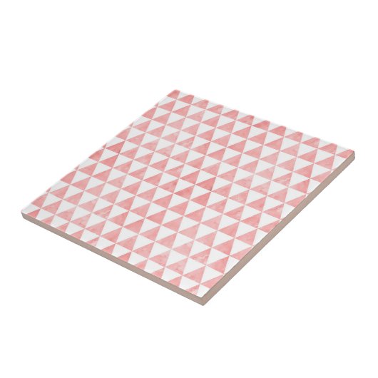 Carreau Cute Pink And White Triangle Pattern Ceramic Tile (Côté)
