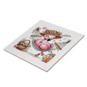 Carreau Cute pink flamingo beach lovers (Côté)