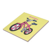 Carreau Cute pink kids bicycle cartoon illustration (Côté)