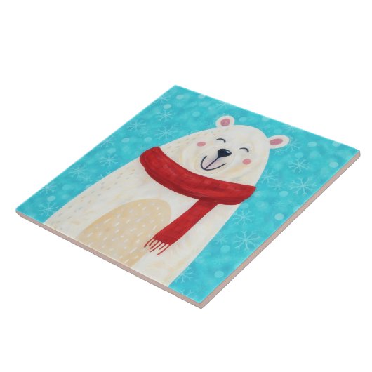 Carreau Cute Polar Bear Snow Winter Decorative Tile (Côté)