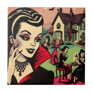 Carreau Cute Retro Goth Vampire Comics Femme