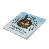 Carreau Cute Robin Nesting, Ajouter votre nom de famille e (Côté)