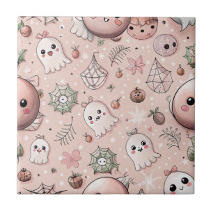 Carreau Cute rose Fantôme & Pastel Halloween sans couture