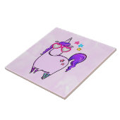 Carreau Cute Unicorne dans les lunettes en forme de coeur (Côté)