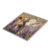 Carreau Cute Vaches Laitières Calves Lupines Fleurs (Côté)