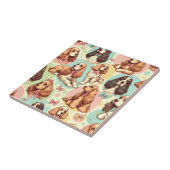 Carreau Cute Vintage Cocker Spaniel sans couture Motif (Côté)