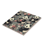 Carreau Cute Vintage Panda Floral (Côté)