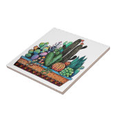 Carreau Cute Watercolor Cactus Garden (Côté)