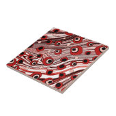 Carreau Cute Wavy Retro Art Super avec noir et rouge (Côté)