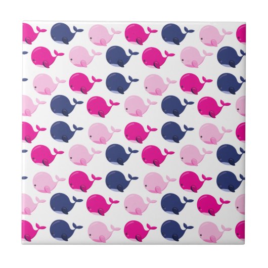 Carreau Cute Whales, Pattern of Whales, Sea Animals (Devant)