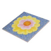 Carreau Cute Yellow Flower on Blue Decorative Tile (Côté)