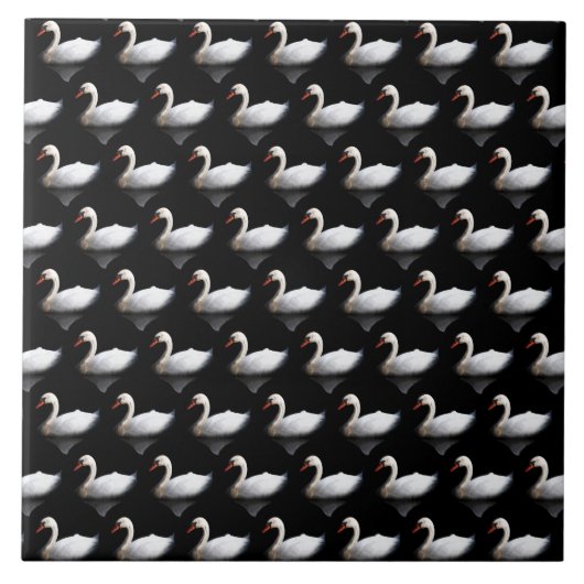 Carreau Cygne blanc sur noir (Devant)