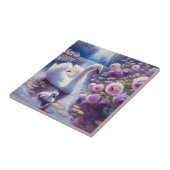 Carreau Cygnet blanc avec Roses violets (Côté)