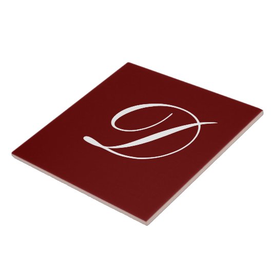 Carreau D Monogramme Blanc initial sur Maroon (Côté)