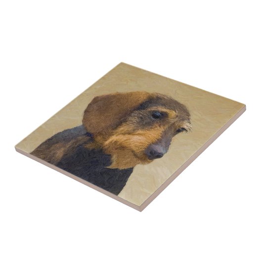 Carreau Dachshund (À poils durs) Peinture Chien Art origin (Côté)