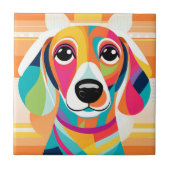 Carreau Dachshund Art coloré (Devant)