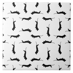 Carreau Dachshund Chien Silhouettes COULEUR ARRIÈRE - PLA