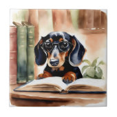 Carreau Dachshund en aquarelle (Devant)