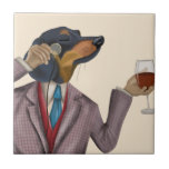 Carreau Dachshund Wine Snob<br><div class="desc">Dachshund Wine Snob par Fabfunky. Il dispose d'un dachshund bien habillé qui déguste du vin. | 190953D</div>