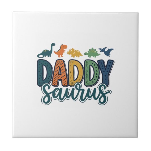 Carreau Daddy Saurus Mignon Papa Dinosaure Conception Vect (Devant)