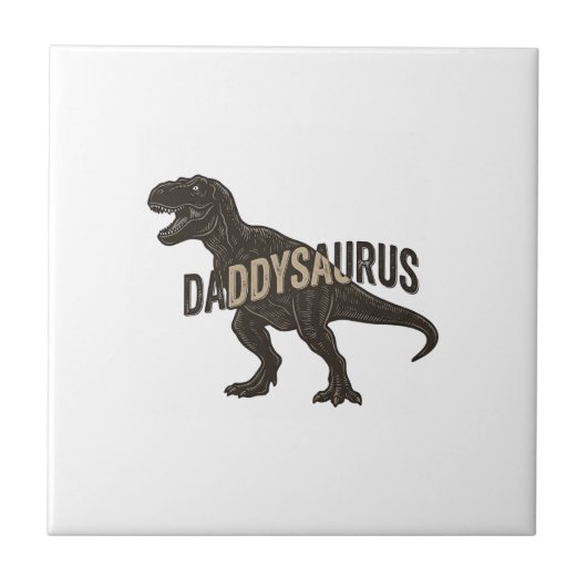 Carreau Daddysaurus Dinosaur Vintage Engraving Shirt Desig (Devant)